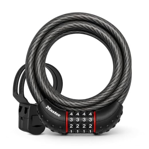 Master Lock Cable Lock, Set Your Own Combination Bike Lock, 6 ft. Long, Black, 8122D