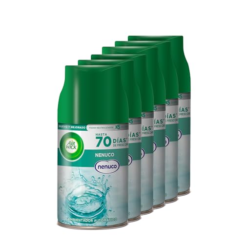 Air Wick Freshmatic - Recambios de ambientador spray automático, esencia para casa con aroma a nenuco - Azul, 250 ml (Paquete de 6)