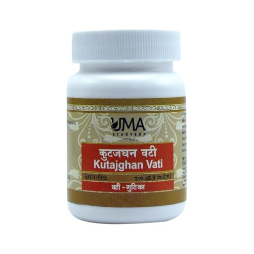 Uma Ayurveda Kutajghan Vati - Natural - Ayurvedic - 80 Tablet | Helpful in Fever Loose Motions