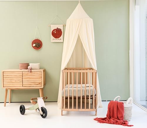 Cream Beige Kids Bed Canopy for Child Bedroom | Nursery Crib Hanging Curtain | Baby Mosquito Net Bedding for Girls & Boys Play Room Decoration | Reading Nook Canopies Toddler Dome Tent