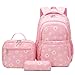 ZHIERNA School Backpack 3PCs Daisy Prints Set With Lunch Bag, Bookbags with Pen Case For Teen Girls Kindergarten Elementaryï¼ˆPinkï¼‰
