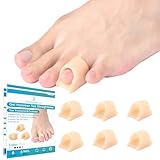 Byehambuni Hammer Toe Straightener, 6 Pack Hammer Toe Corrector for Women, Gel Toe Splints, for Curled, Crooked, Bent, Claw, Hammertoes, for Women and Men, Small Sizes (Beige)