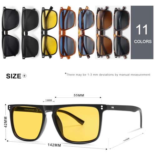 Image of VANLINKER Polarized Square Sunglasses for Men Women Dark Shades with UV Protection for Driving VL9748
