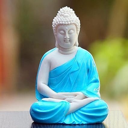 Premium Rare Handcrafted Polymarble Meditation/Dhyan Blue Buddha Statue Lord Figurine/Idol | Home Office Desk Decor(Blue, 5.5-inch)