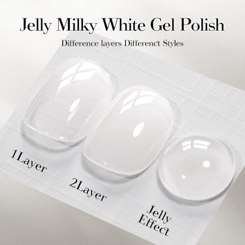 SHOYUM Sheer Milky White Gel Nail Polish,15ml Natural Jelly Nude Gel Polish Color Soak Off UV LED Nail Art Starter Manicure Salon DIY at Home X01 — view 2