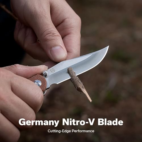 Image of CIVIVI Clingman EDC Pocket Folding Knife with Titanium Reversible Clip, 2.99 inch Nitro-V Blade Micarta Handle Liner Lock Knife, Gift for Men Women C23065-3 (Brown)