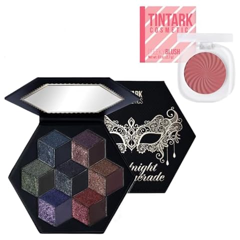 Tintark Midnight Masquerade 21 Colors Black Smokey Eyeshadow Palette & Cheeky Blush Palette 06 SPARKLING ROSE Cover