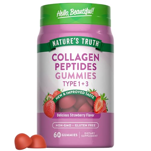 Nature's Truth Collagen Peptide Gummies for Women | 60 Count Type 1 and 3 | Strawberry Flavor |...