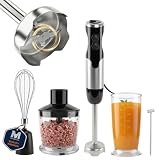 MEGAWISE HB-2062B 5-in-1 Hand Immersion Blender Set, 1000W Powerful Stick Blender with Turbo Mode, Variable Speed Control, Stainless Steel Blade, Includes Whisk, Milk Frother, Chopper Bowl & Beaker