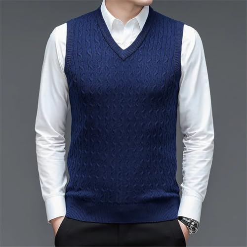 Men Knitted Sweater Business Regular Fit Vest Pullover Men Wool Solid Color Sleeveless V-Neck Men Clothing4
