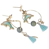 COHEALI Pendientes Asimétricos para Mujer en Aleación Dorada Diseño de Mamífero Marino y Espiral, Ligeros y Cómodos para Uso Diario y Mejorar la Elegancia