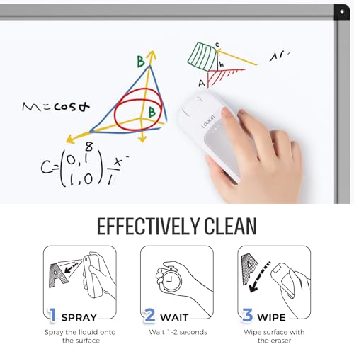 LOUKIN All-in-One Dry Erase Eraser, Whiteboard Eraser with Whiteboard Cleaner, Glass Board Eraser for Classroom, Home and Office(2 Pad Refills & 1 Magnetic Holder & 2 Dry Erase Mar image 1