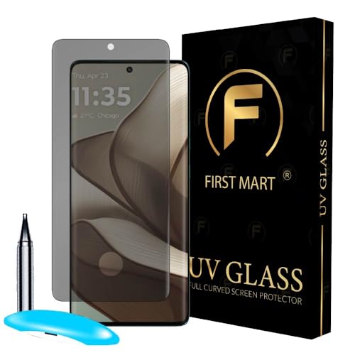Image of FIRST MART UV Privacy Tempered Glass for Motorola Edge 50 | Anti-Spy 9H Curved Screen Protector, Edge-to-Edge, Case-Friendly | 1 Pack