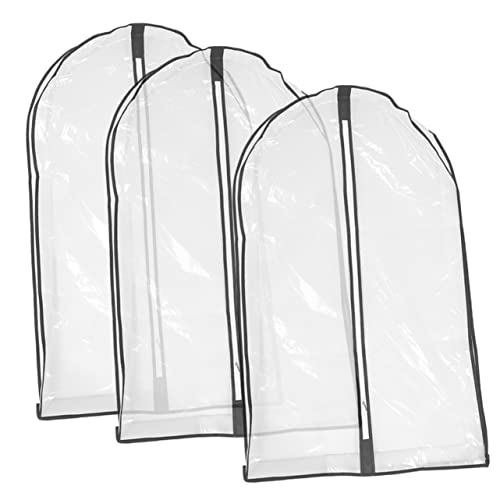 Healifty 3Pcs Hanging Clothes Cover Reusable Garment Bags for Closet Storage Peva Material Breathable and Design for Coats and Suits