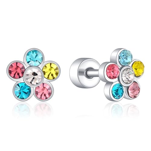 Titanium Earrings,Hypoallergenic Titanium Implant Grade Earrings for Sensitive Ears, Helix Flat Back Stud Earrings for Girls Women