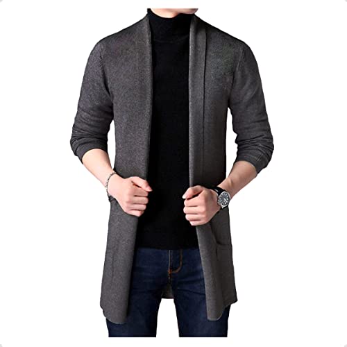 Consejos para Comprar Ropa de Caballero de Moda comprados en linea. 41 Wolfian Saco Sueter Cardigan Casual Largo Abierto para Hombre 3008 | Ropa De Caballero | Moda Juvenil | Casual | (Grande, Gris Oxford)