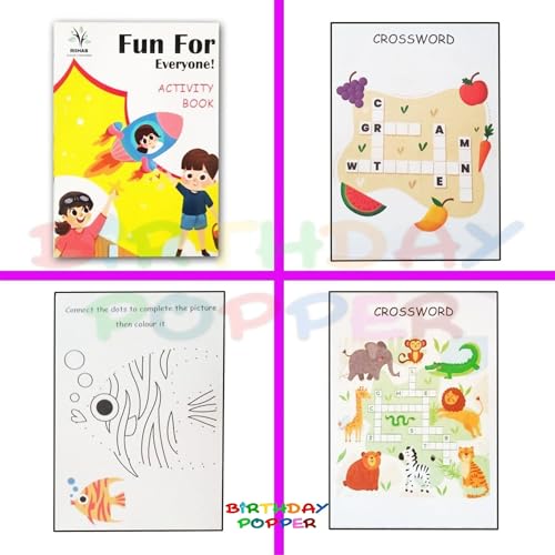 Birthday Popper Activity Books - Set of 20 | Exciting Word Searches, Puzzles, Coloring Activities | Birthday Return Gifts for Kids Aged 3-8 Years