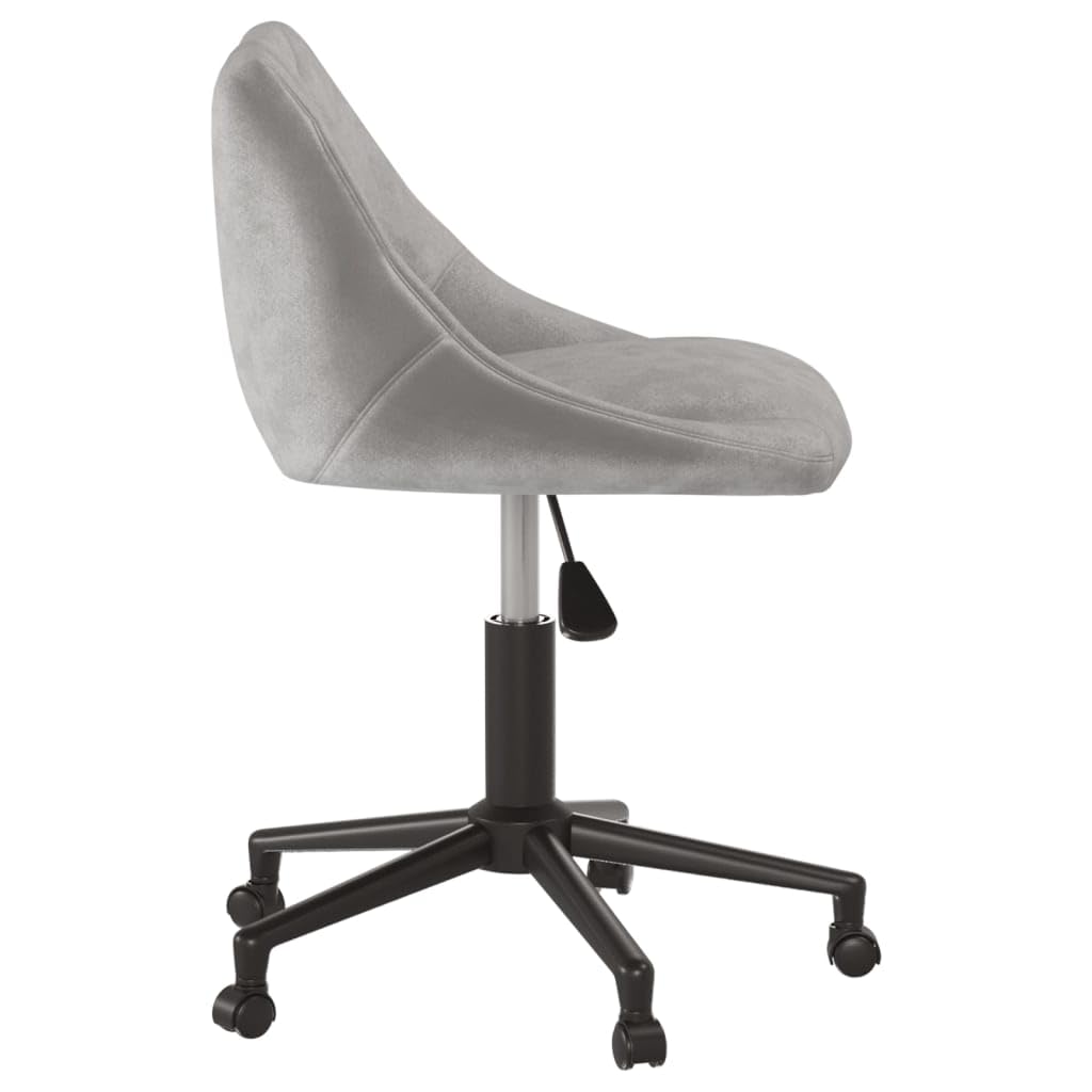 Silla de oficina giratoria gris claro terciopelo con altura regulable 46 x 44 x 67,5 – 79 cm ergonómica, para oficina en casa con ruedas y base de metal estable, asiento cómodo para trabajar y jugar