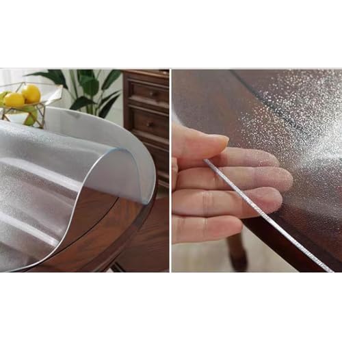 Nappe ronde transparente PVC givré 2 mm table basse 150cm - 4