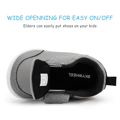 SKYWHEEL Toddler Boys Shoes Wide Barefoot Casual Walking Running Shoe for Toddlers Tennis Slip-On Cartoon Sneakers for Little Kids Comfortable Durable2