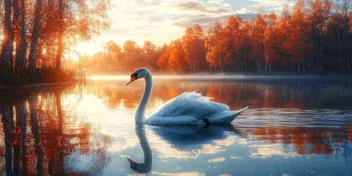 Broderie diamant cygne blanc 60x120cm pour décorer un grand salon moderne