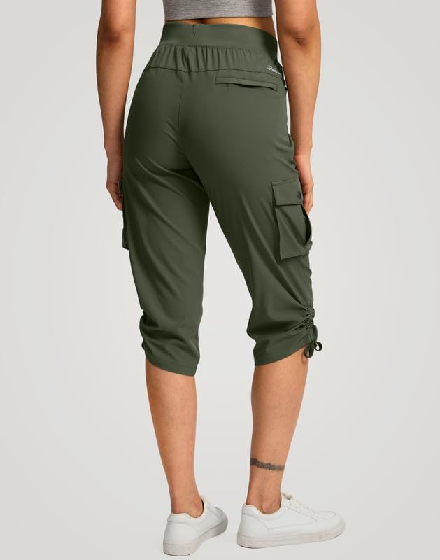 Pudolla Women's Cargo Capri Pants Lightweight Quick Dry Hiking Pants Summer Travel Casual Capris with 5 Pockets - Image 3
