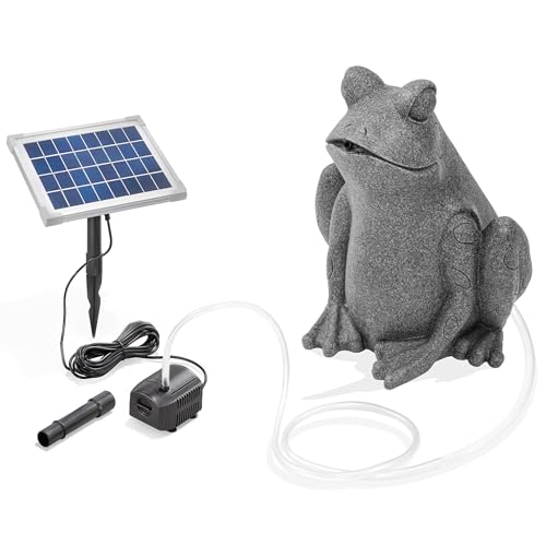 esotec 101668 Kit gargouille solaire, grenouille assise, pompe solaire, statue de jardin, pompe submersible, fontaine de jardin, fontaine extérieure, abreuvoir pour oiseaux, hauteur 30 cm