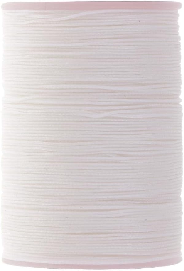 misppro 1 Spool 130 Meters 0.5mm Round Waxed Thread Leather Hand Sewing Stiching Cord - White