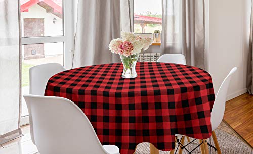 ABAKUHAUS Plaid Tovaglia, Retro Lumberjack Buffalo, Rettangolare per Sala da Pranzo e Cucina, 150 cm, Arancione Nero