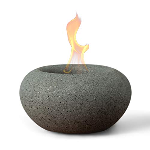 Terra Flame Tabletop Fire Bowls â€“ Pewter Table Top Fire Bowl for Indoor and Outdoor, Portable Fireplace and Table Top Fire Pit for Patio, Stone Design Centrepiece
