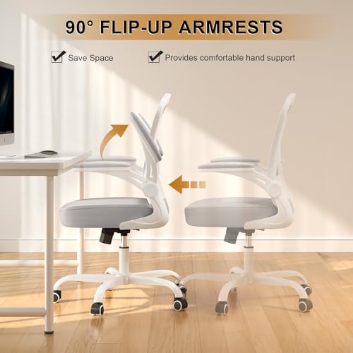 Image of Office Chair, Ergonomic Desk Chairs 330LBS Capacity High Back Mesh Computer Chair with Flip-up Armrests, Comfy Work Chair with Adjustable Lumbar Support