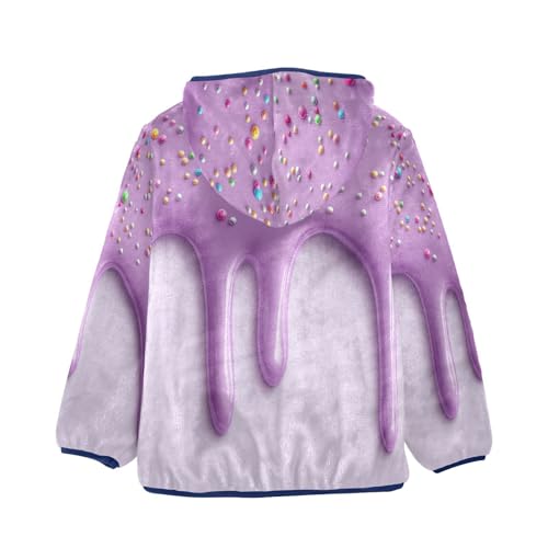 Purple Icing with Sprinkles Toddler Fleece Jacket Girl Boys Hooded Fleece Jacket Coat Warm Outwear Zip-up 3-10T2