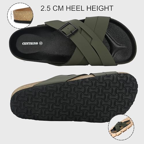 Image of Centrino Mens Cushion Sliders /Slippers|Berkin-Style Slip-On Sandals | Open Toe Design | Soft PU Footbed | Lightweight & Comfortable | Arch Support | On-Grip Sole | Casual Outdoor Wear (6868)