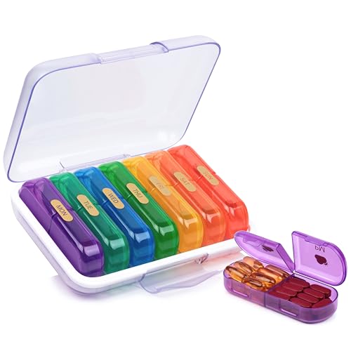 Image of Premium Weekly pill organizer 2 times a day, Medicine organizer box| Medicine box for Home, portable travel pill box weekly with large compartments moisture-proof pill case for vitamin, Medicine, pills, supplements