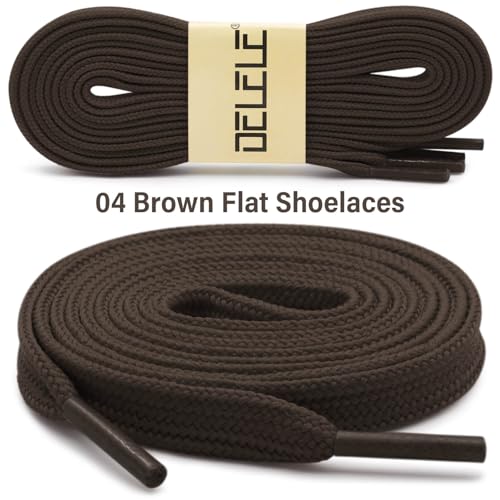 Image of DELELE Solid Flat Shoelaces Hollow Thick Athletic Shoe Laces Strings 2 Pair