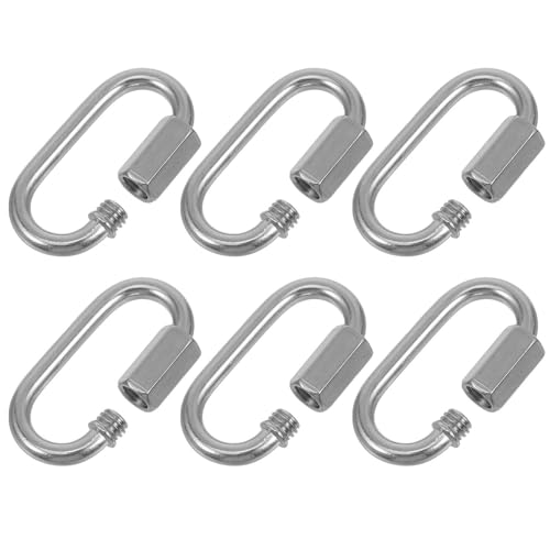 iplusmile 6pcs Quick Link Chain Connector D Shape Locking Link Connector Stainless Steel Heavy Duty Chain Connector for Carabiner Hammock Equipment Silver