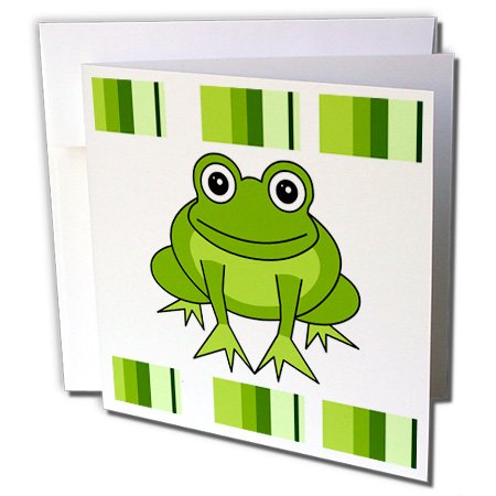 3Drose Cute Happy Green Frog With Stripes - Greeting Cards, 6 X 6 Inches, Set Of 12 (Gc_6104_2) #TOP1