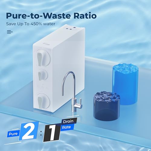 Image of iSpring RO500-BN, NSF Certified Tankless RO Reverse Osmosis Water Filtration System, 500 GPD Fast Flow, Brushed Nickel Faucet, 2:1 Pure to Drain Ratio, White