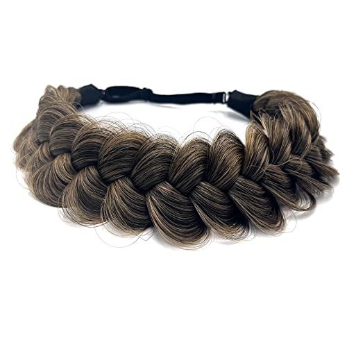 TOECWEGR Pelo sintético trenzado diadema clásico grueso ancho trenzado boda trenzadas mullidas trenzas peluca mujeres niña belleza accesorio (427C)