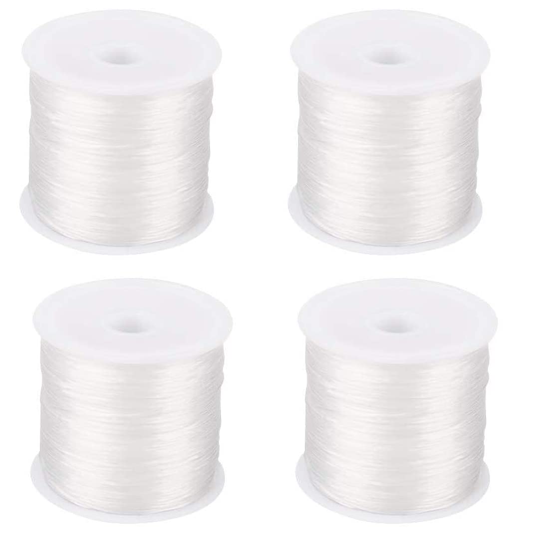Tunan Clear 4 Rolls Elastic Beading 0.8Mm/1Mm String, Stretchy Cord Crystal Bracelet Thread Beads Wire For Diy Necklace Beads Jewelry Making