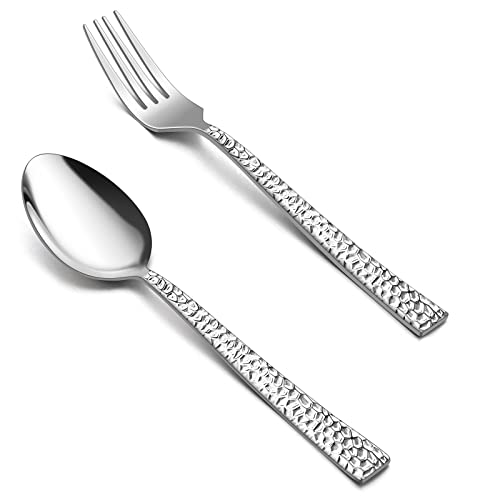Haware Hammered Forks And Spoons Silverware Set cover