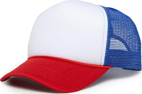 Image of Funky Junque Foam Trucker Hat, Trucker Hats for Women & Men - Blank Adjustable Snapback Mesh Back Baseball Cap