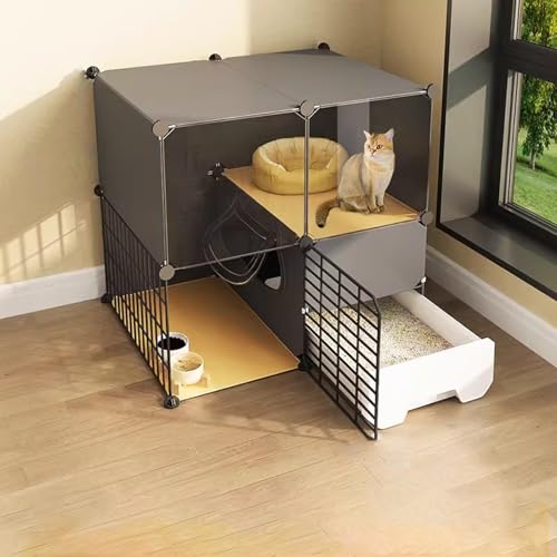 Cage pour chat intérieur modulable avec grand parc d'exercice amovible - 2