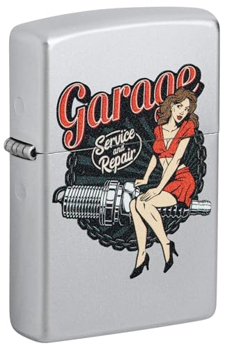 Encendedor Zippo Garage Auto Repair Satin Chrome miniatura 1