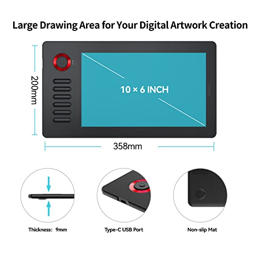 Digital Drawing Tablet VEIKK A15Pro Graphics Pen Tablet 10 x 6 Inch Graphics Tablet with 12 Shortcut Keys and 1 Quick Dial,Supports Tilt Function,for MAC/Win/ Linux / Android OS (RED) - Thumbnail 3