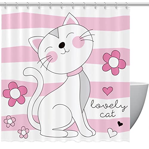 Rideau de douche lavable 152 x 183 cm anti éclaboussures rose