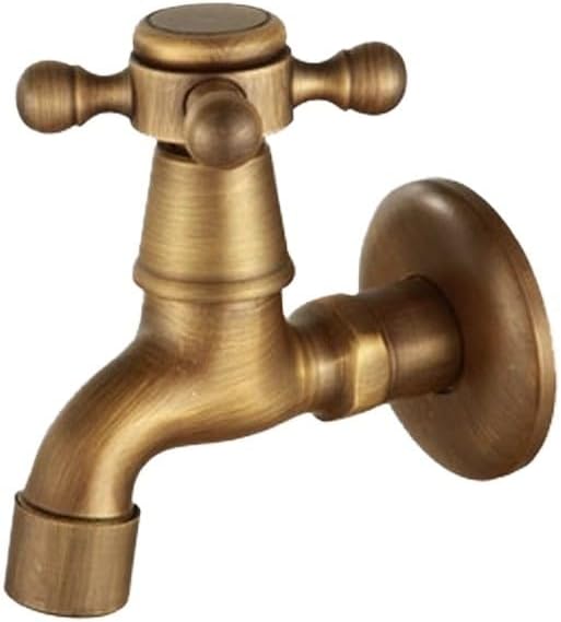 Antique Bronze Brass Bibcock Faucet - Multi-Use Wall-Mounted Water Tap for Washing Machine, Garden & Bathroom Mop Sink(C)