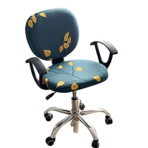 Highdi Funda para Silla de Oficina 2 Piezas,Desunido Extraíble Funda para Silla Giratoria Cubierta de Sillas,Elastica Fundas Sillas de Ordenador Protectora de Sillas para Gaming (Hojas de otoño)