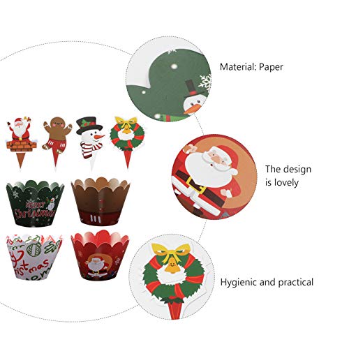 ABOOFAN 72 peças para decoração de presente elfo - palitos sortidos de bolo Papai Noel ornamentos de