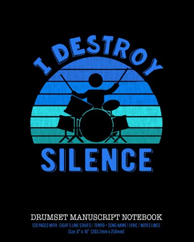 Drumset manuscript notebook: Drums blank sheet music notebook. Accessories for drum lover, drums Teacher & music Students. (8” x 10”, 120 pages) Ideal for musicians, percussionists and song writers image 2